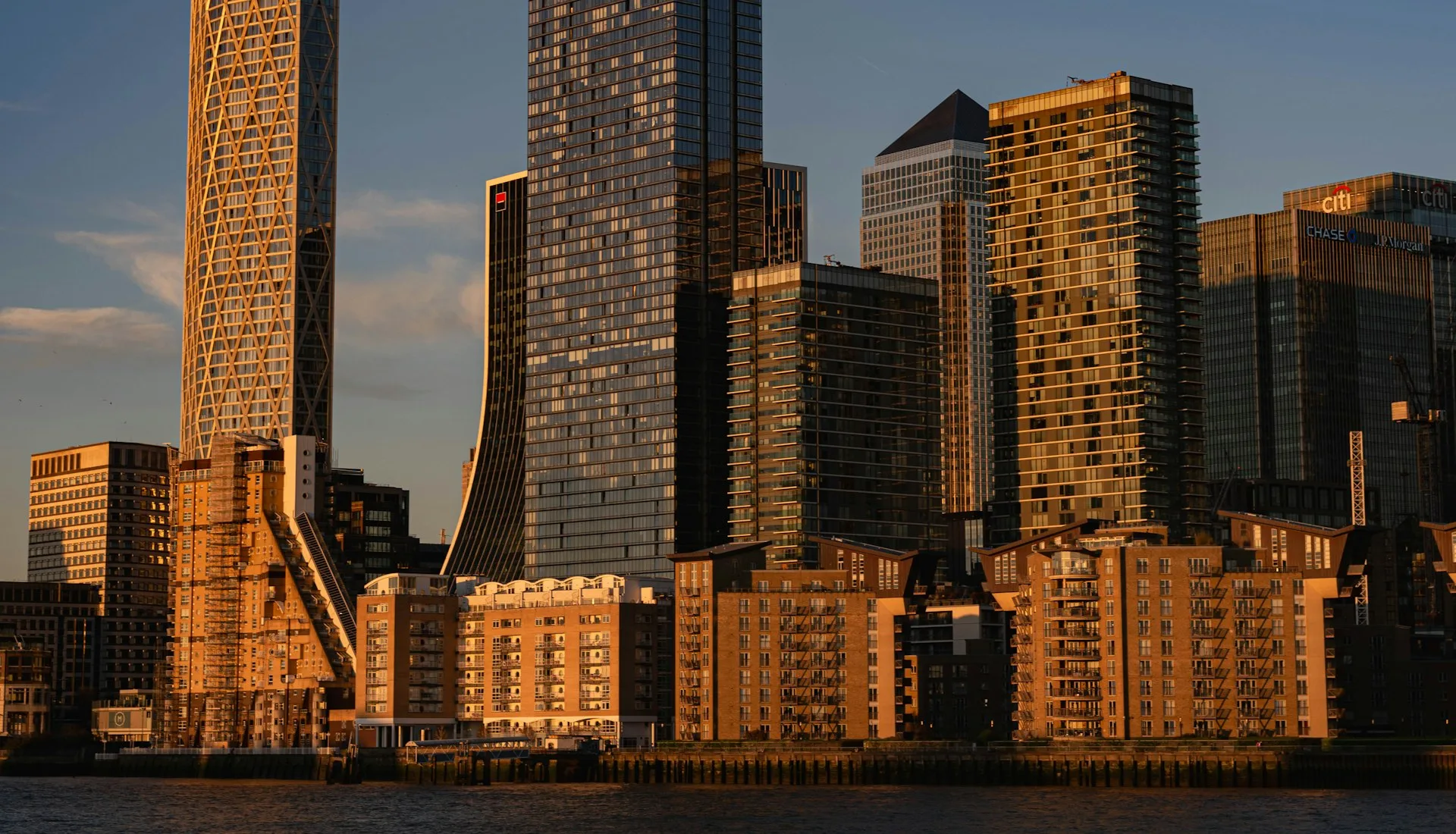 A serene city skyline at dusk